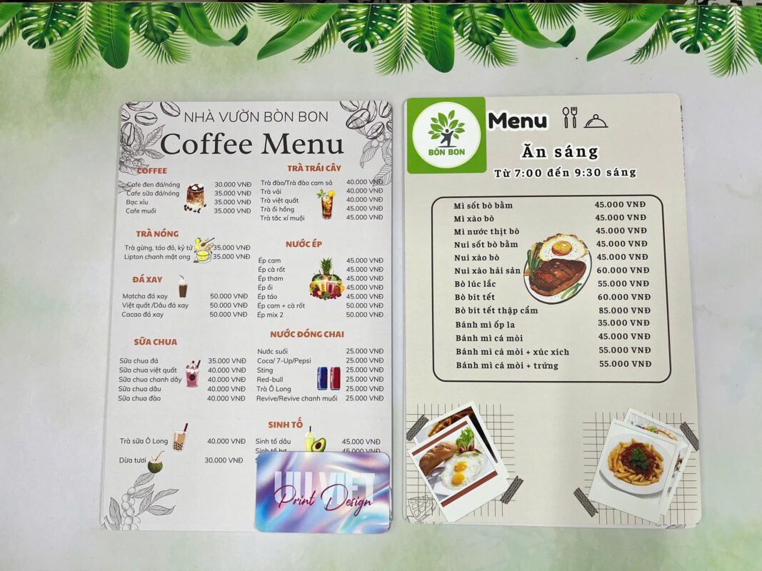 In Menu Nhựa PVC A4 Bền Đẹp, Chống Nước