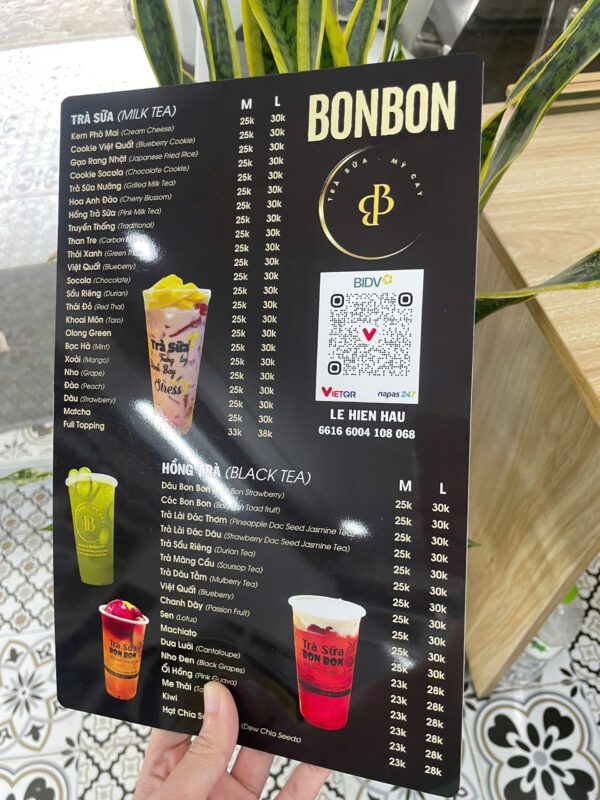 In Menu Nhựa PVC A4 Bền Đẹp, Chống Nước