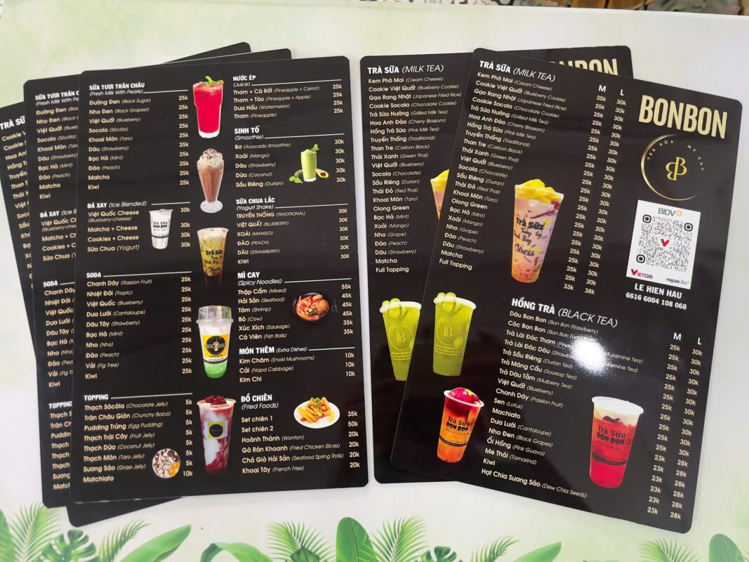 In Menu Nhựa PVC A4 Bền Đẹp, Chống Nước