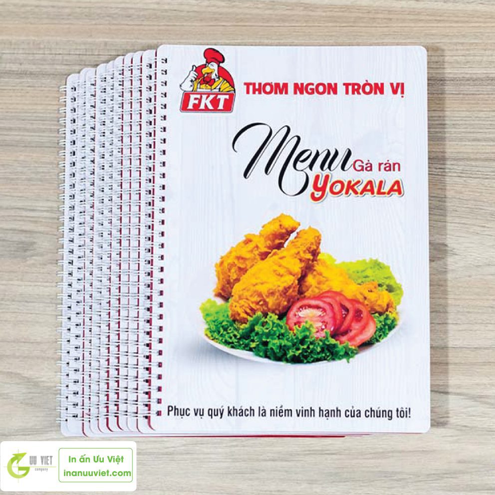 Menu A4 ép nhựa - In ấn Ưu Việt