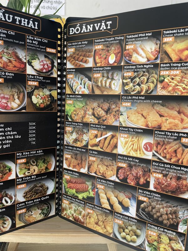 Menu nhựa A4 PVC - In Rời