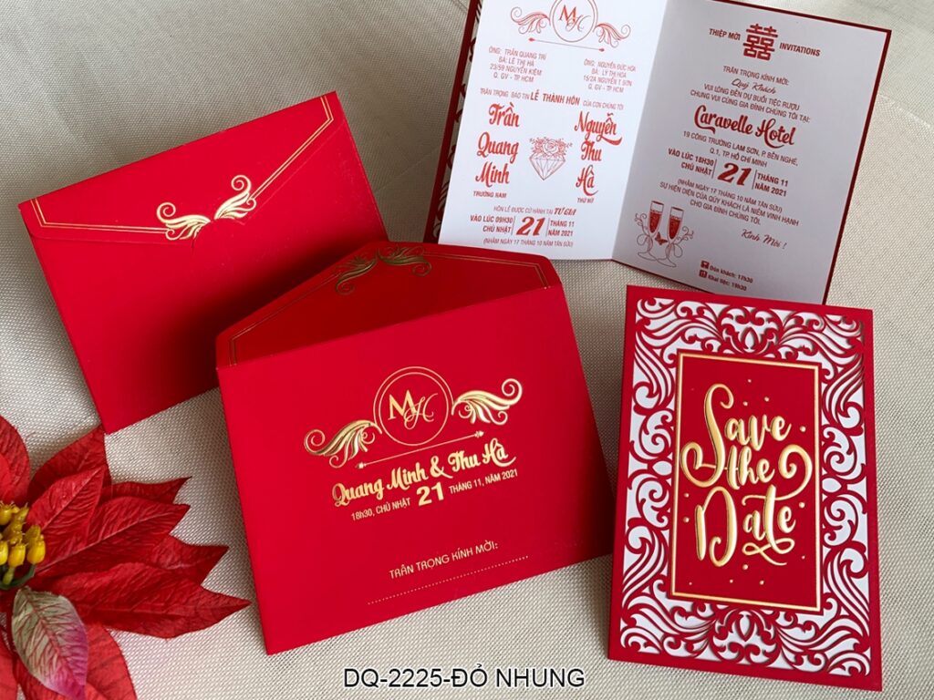 Thiệp cưới DQ-2225 Đỏ Nhung